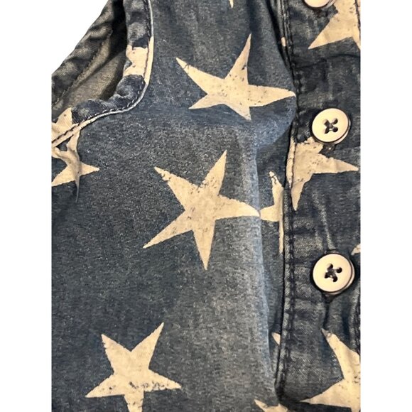 Cat & Jack Baby Infant Denim Tie Front Tank Top Star Design Buttons Sz 3/6 M - Picture 2 of 5